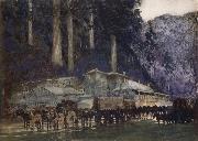 William Blamire Young When the hore team came to Walhalla oil painting on canvas